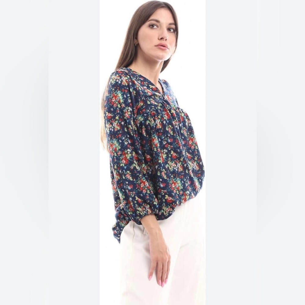 Mossimo Supply Co. Blue and Orange Floral Top women size extra large‎